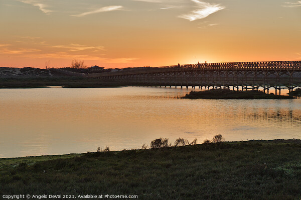 Wooden bridge of Quinta do Lago at Sunset Time Picture Board by Angelo DeVal