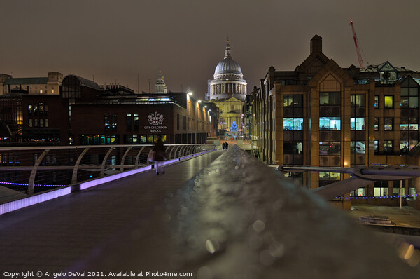 Millennium bridge and St Pauls Cathedral view in London Picture Board by Angelo DeVal