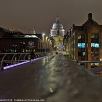 Buy canvas prints of Millennium bridge and St Pauls Cathedral view in London by Angelo DeVal