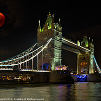 Buy canvas prints of Tower Bridge and Red Moon by Angelo DeVal