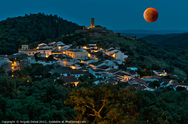 Almonaster La Real and Blood Moon Picture Board by Angelo DeVal