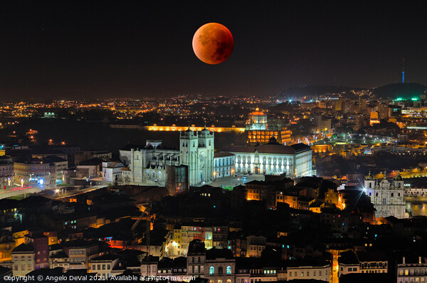 Porto City and Blood Moon Picture Board by Angelo DeVal