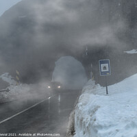 Buy canvas prints of Driving by the foggy rock tunnel in Serra da Estrela by Angelo DeVal