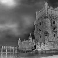 Buy canvas prints of Belem Tower on a foggy night by Angelo DeVal