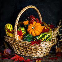 Buy canvas prints of Autumn vegetables in a basket by Beata Aldridge