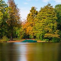 Buy canvas prints of Autumn lake in Virginia Water by Beata Aldridge