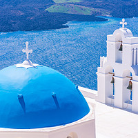 Buy canvas prints of Blue domes of Santorini by Beata Aldridge