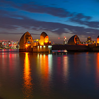 Buy canvas prints of Thames Barrier at night by Beata Aldridge