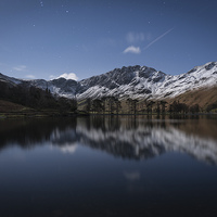 Buy canvas prints of  Buttermere by Moonlight by John Ealing