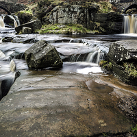 Buy canvas prints of  Waterfall at the 3 Shires by Kevin Clelland