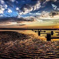 Buy canvas prints of Sun setting at Crosby Beach by Kevin Clelland