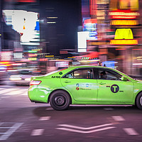 Buy canvas prints of New York Cab green by Kevin Clelland