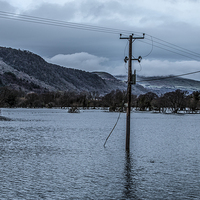 Buy canvas prints of  Conwy Valley in Flood by Chris Evans