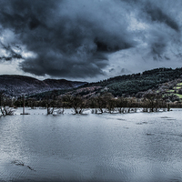 Buy canvas prints of  Conwy Valley in Flood  by Chris Evans