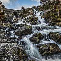 Buy canvas prints of River Ogwen Waterfall by Chris Evans
