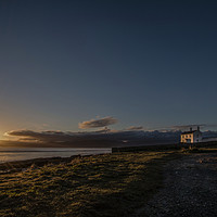 Buy canvas prints of Penmon Lighthouse keepers Cottages at Dawn  by Chris Evans