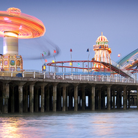 Buy canvas prints of  Clacton on Sea Pier rides by Rob Woolf