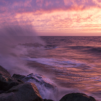 Buy canvas prints of Sunrise and Waves by Rob Woolf