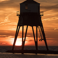 Buy canvas prints of Dovercourt Leading Light in Silhouette. by Rob Woolf