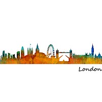 Buy canvas prints of London Skyline Art Watercolor City. v1 by HQ Photo