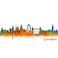 Buy canvas prints of London Watercolor Skyline art City. v2 by HQ Photo