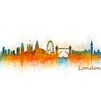 Buy canvas prints of London Watercolor Skyline Art City. v3 by HQ Photo