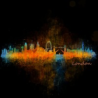 Buy canvas prints of London Skyline Dark Art Watercolor City. v4 by HQ Photo