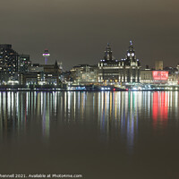 Buy canvas prints of Liverpool Waterfront Nightscape by David Chennell