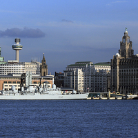 Buy canvas prints of  HMS Liverpools Final Visit To Liverpool by David Chennell