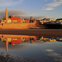 Buy canvas prints of  Blackpool Beach Reflection by David Chennell