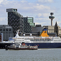 Buy canvas prints of Saga Pearl 2 & Mersey Ferry Royal Iris by David Chennell