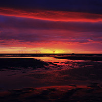 Buy canvas prints of Wallasey Shore Sunset by David Chennell