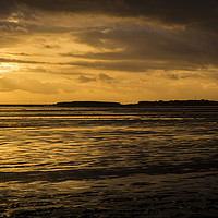 Buy canvas prints of Golden Hour Hilbre Island Silhouette by David Chennell