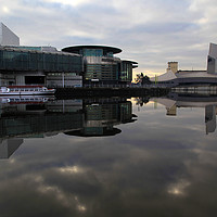 Buy canvas prints of Salford Quays Reflection  by David Chennell