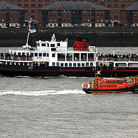 Buy canvas prints of Royal Iris Mersey Ferry & Hoylake Lifeboat by David Chennell