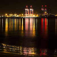 Buy canvas prints of Liverpool Docks Lightshow  by David Chennell
