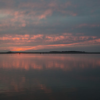 Buy canvas prints of Hilbre Island Red Sky Sunset by David Chennell