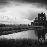 Buy canvas prints of  Whitby Abbey Reflected in Water by Steve Chandler