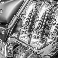Buy canvas prints of   Triumph Rocket III motorbike in black and white by Amanda Sims