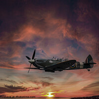 Buy canvas prints of Spitfire at Sunset by Kim Bell