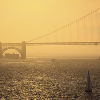 Buy canvas prints of  Sunset at Golden Gate Bridge by Vladimir Korolkov