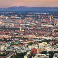 Buy canvas prints of  Sunset over Munich by Vladimir Korolkov