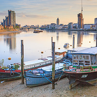 Buy canvas prints of Barges on Thames by Vladimir Korolkov