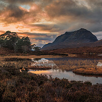 Buy canvas prints of Loch Clair and Liathach at Sunset by Miles Gray
