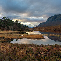 Buy canvas prints of Liathach at Sunset reflected in Loch Clair by Miles Gray