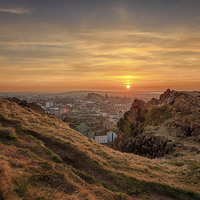 Buy canvas prints of  Sunset from the Crags, Edinburgh by Miles Gray