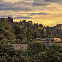 Buy canvas prints of  Beautiful Sunset over Edinburgh Castle by Miles Gray