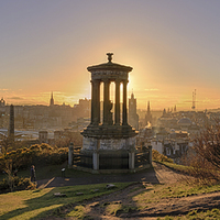 Buy canvas prints of  Sun Setting over Edinburgh by Miles Gray