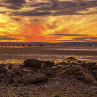 Buy canvas prints of Red sky at night, Cramond by Miles Gray