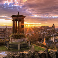 Buy canvas prints of Edinburgh at Sunset from Calton Hill by Miles Gray